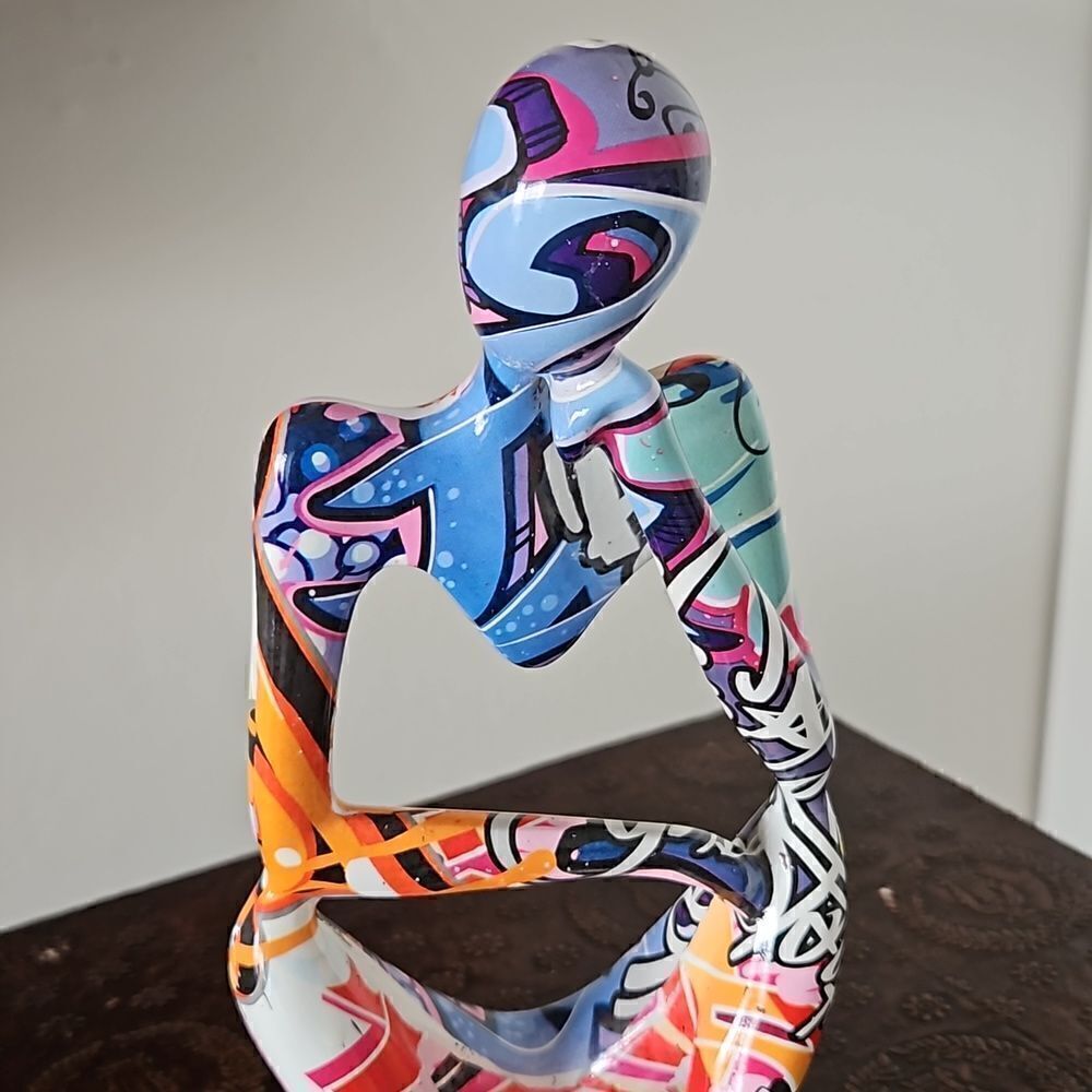 NWOT Modern abstract colored thinker figurine - Picture 3 of 8